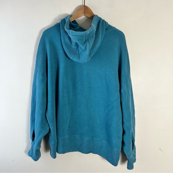 Athleta Balance Waffle Hoodie Sweatshirt Size 2X Teal Green Oversized Comfy - Picture 5 of 13